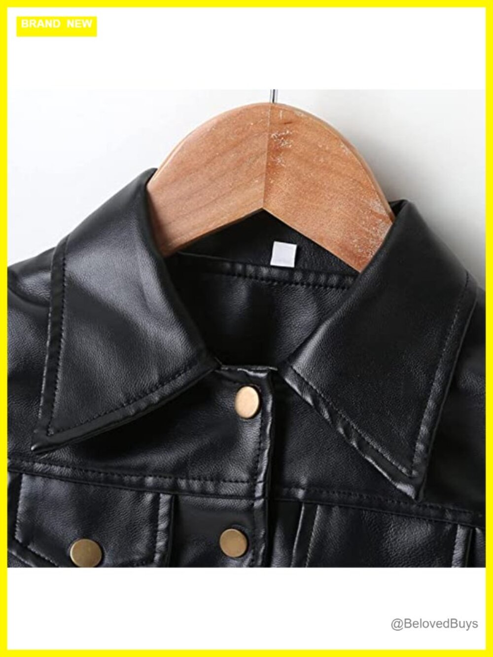 Toddler Girls PU Faux Leather Crop Jacket Long Sleeve Turn-Down Collar - Picture 3 of 7